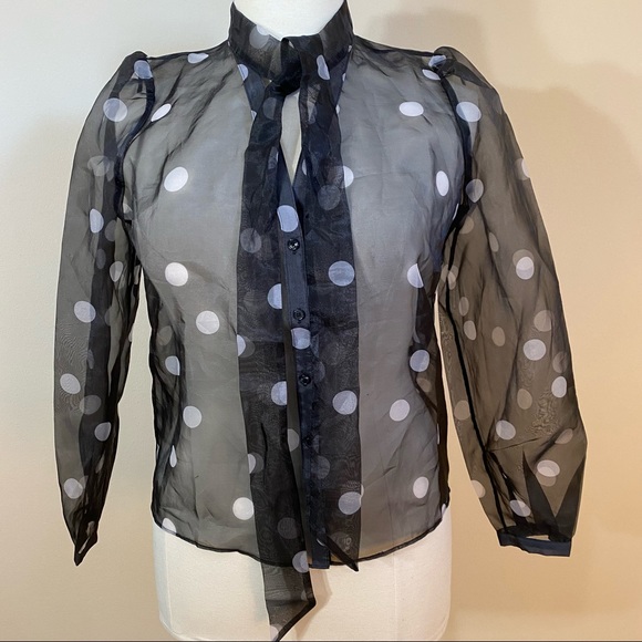 White House Black Market Tops - Sheer polka dot chiffon blouse